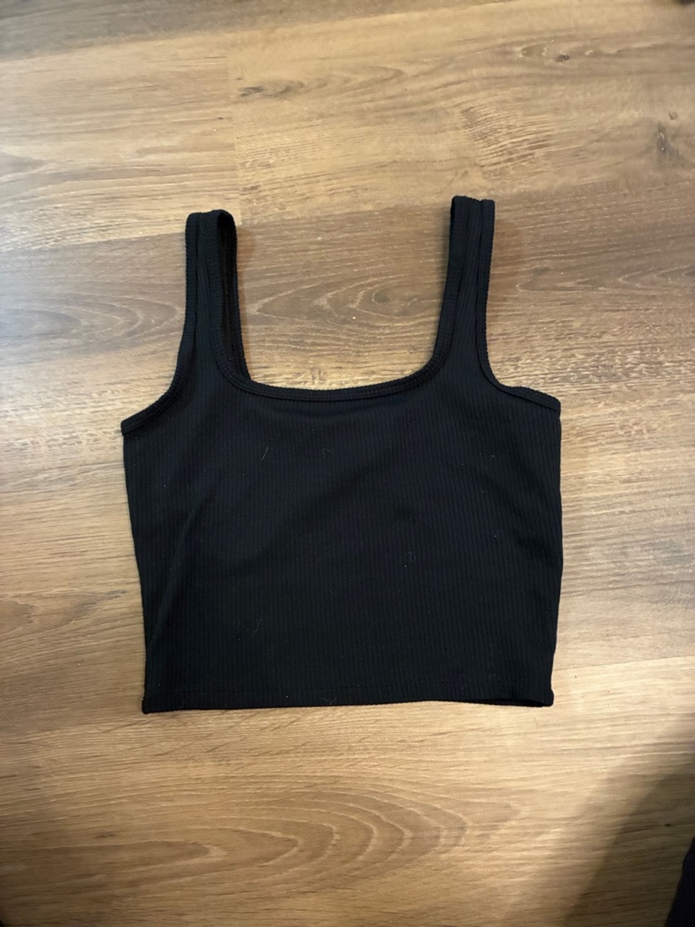 Hollister Black Ribbed Square Neck Crop Tank